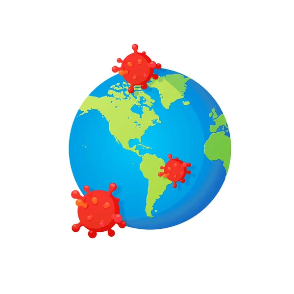 Πλανήτης της Γης μολυσμένος από τον ιό COVID-19.. — Διανυσματικό Αρχείο