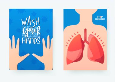 COVID-19 koronavirüs koruma reklam posterlerini durdurun..