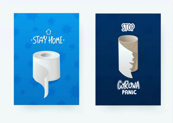 Toiletpapier rollen quarantaine thuis blijven poster. — Stockvector