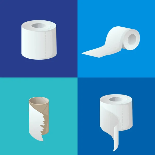Toaletní papír role karanténa zůstat doma sada. — Stockový vektor