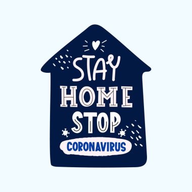 Evde kalıp beyaz metni karantinaya alın.