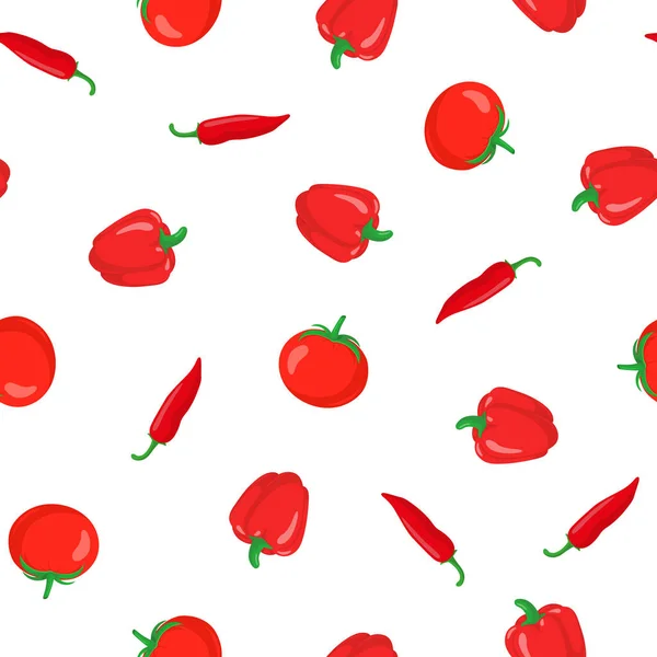 Red tomato pepper paprika seamless pattern. — Stock Vector