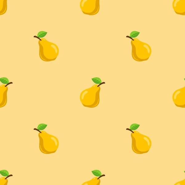 Gelbe Birnen Früchte nahtlose Muster Hintergrund. — Stockvektor