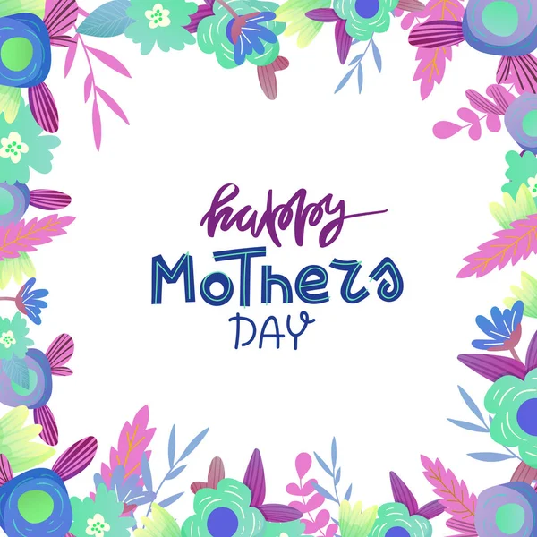 Biglietto di auguri per la Festa della Mamma con cornice floreale . — Vettoriale Stock