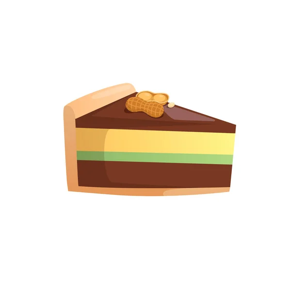 Pedaço de bolo e amendoim isolado em branco . —  Vetores de Stock
