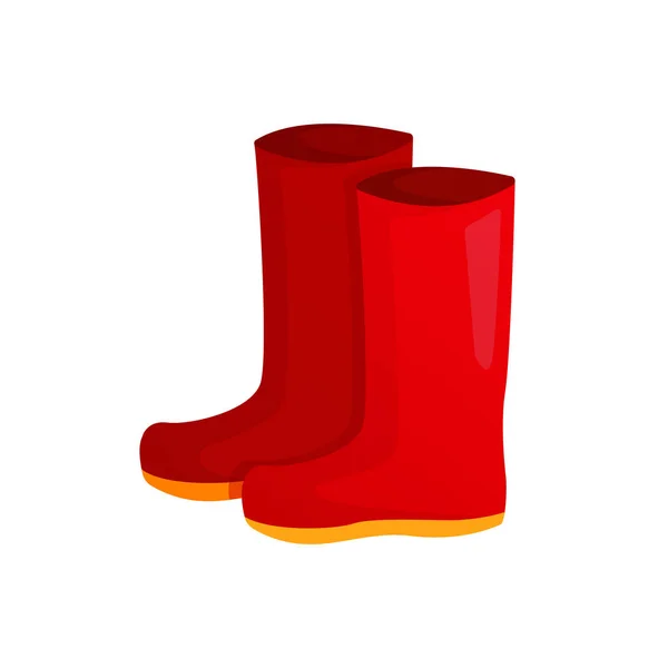 Botas de goma impermeables de otoño rojo jardín lluvia . — Archivo Imágenes Vectoriales