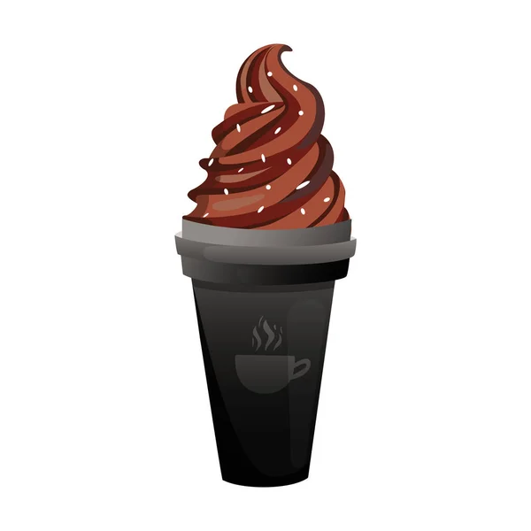 Café negro con helado aislado sobre blanco . — Vector de stock