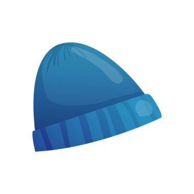 Mavi kış örgü şapkası beyaza izole edilmiş.