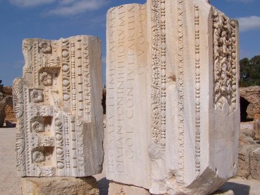 Ancient Carved Stone Friezes Tunisia clipart