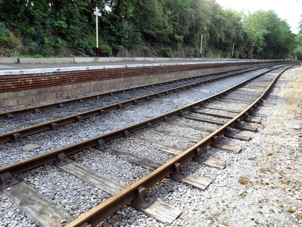 Faixas de trem convergem na estação comum de Oldland — Fotografia de Stock