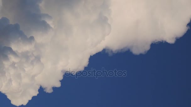 Luftföroreningar från anläggningen. Rök och rör på bakgrund av blå himmel — Stockvideo