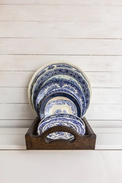 Vintage blue and white porcelain plates