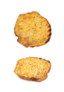 Fırında patates dilimi kompozisyon, izole