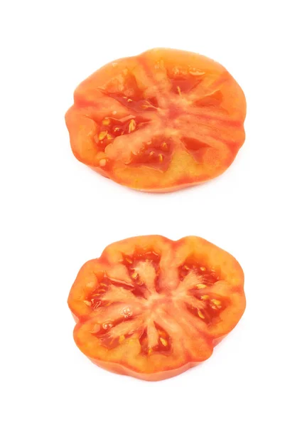 Dojrzałe czerwone wołowiny pomidorów na białym tle — Zdjęcie stockowe