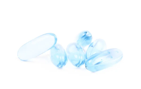 Stapel blauwe softgel pillen geïsoleerd — Stockfoto