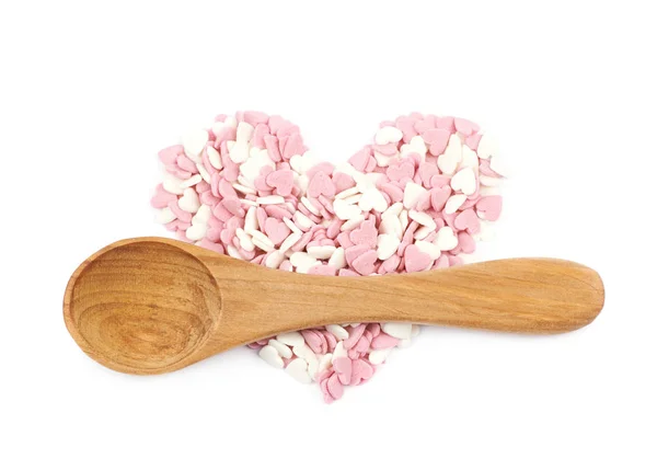 Heart shape made of sprinkles isolated — Stock Photo, Image