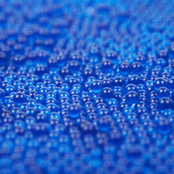 Surface coated with blue beads