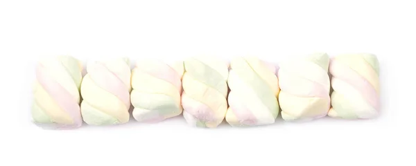 Múltiplos marshmallows alinhados — Fotografia de Stock