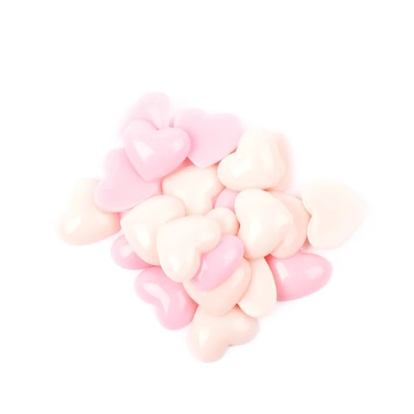 Pile of heart shaped beads isolated — Stock Photo, Image