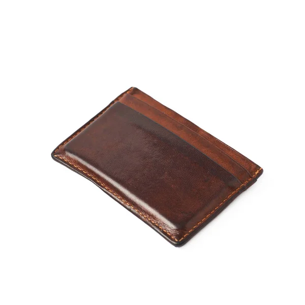 Kožené karty držitele peněženka, samostatný — Stock fotografie