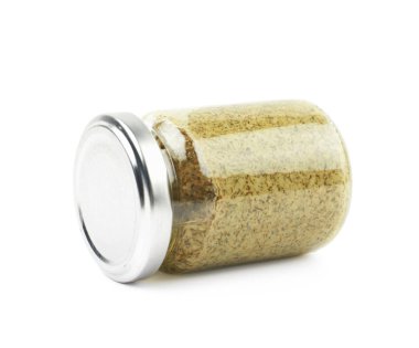 İtalyan pesto izole Cam Kavanoz