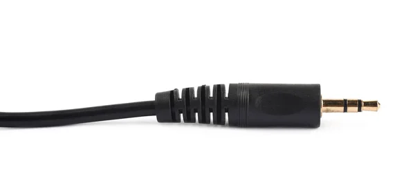 Černý stereo audio konektor kabelu — Stock fotografie