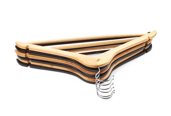 Stapel van houten hangers geïsoleerd — Stockfoto