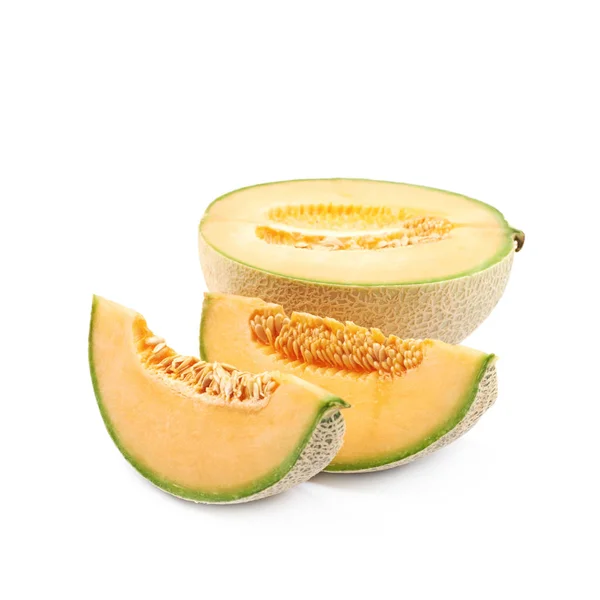 Composição de melão cantaloupe fatiado — Fotografia de Stock