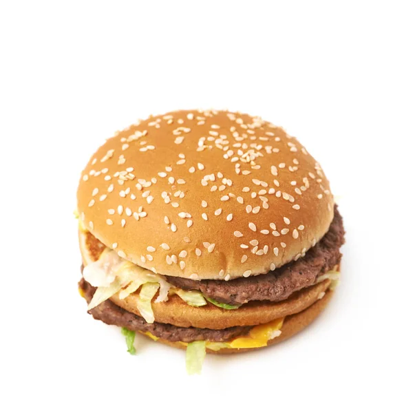 Meat and cheese burger isolated Stock Photo