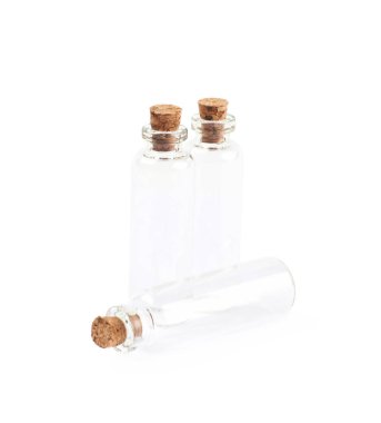 Küçük cam şişe şişe mantarı ile