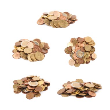 İzole birden fazla euro coins