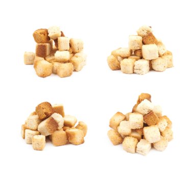 Pile of garlic croutons isolated clipart