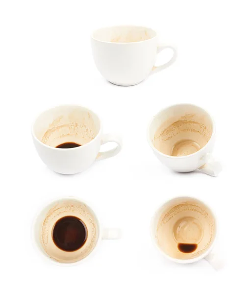 Cup met koffie restjes geïsoleerd — Stockfoto