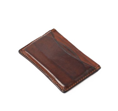 Deri kart sahibi cüzdan izole