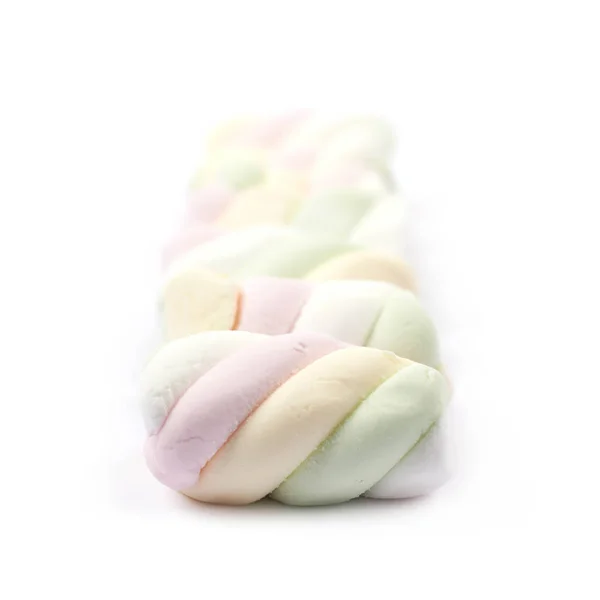 Múltiplos marshmallows alinhados — Fotografia de Stock
