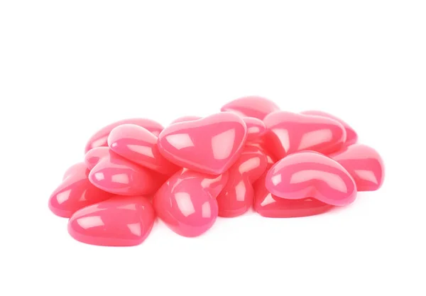 Pile of heart shaped beads isolated — Stock Photo, Image