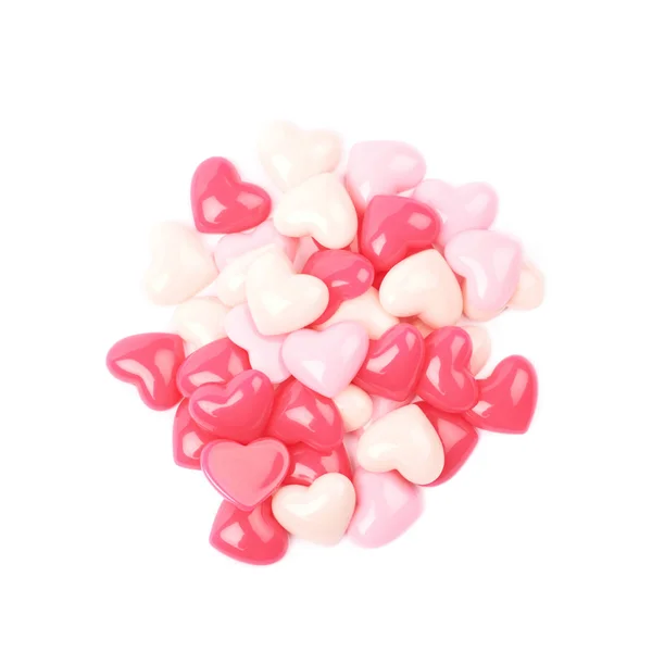 Pile of heart shaped beads isolated — Stock Photo, Image