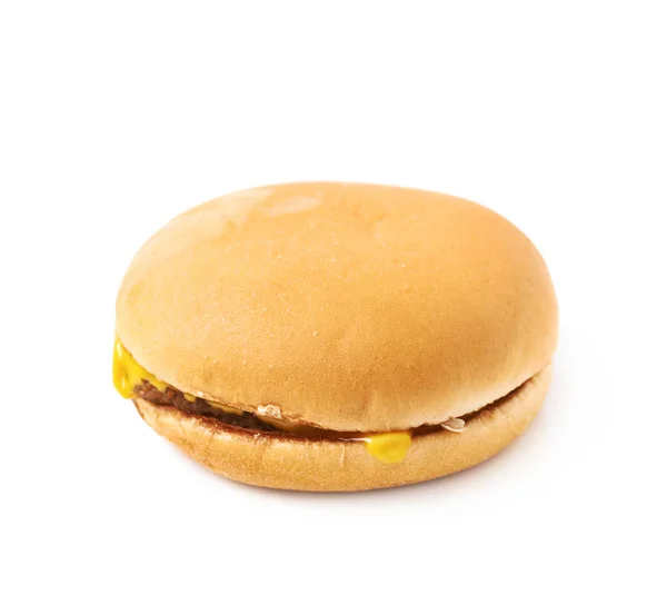 Hambúrguer de queijo simples isolado — Fotografia de Stock