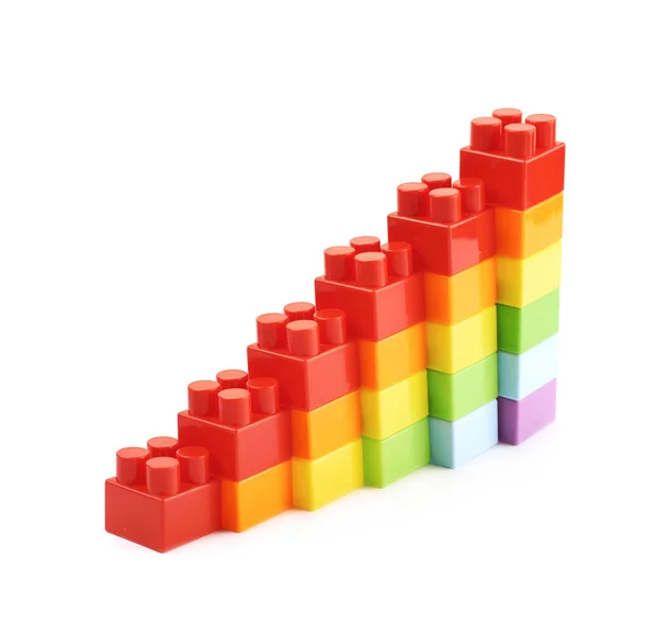 Growing stacks of toy bricks isolated — Stock Photo, Image