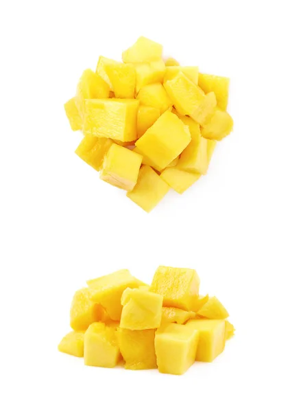 Pile of mango fruit cubes isolated — Stock Photo, Image