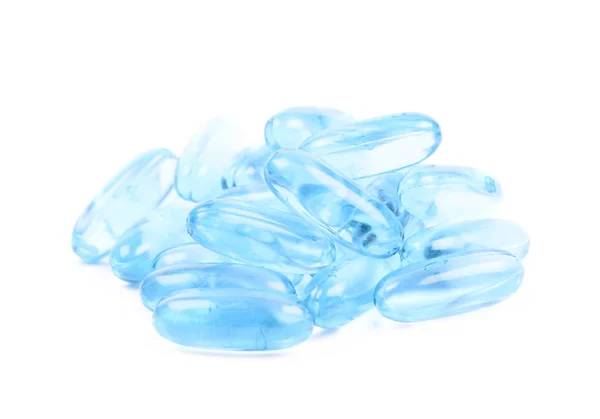 Stapel blauer Softgel-Pillen isoliert — Stockfoto