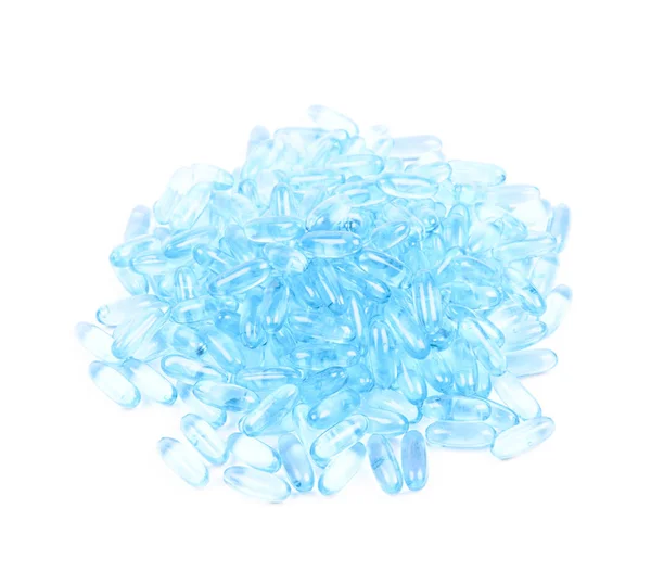 Купка синіх таблеток софтгела ізольовані — стокове фото
