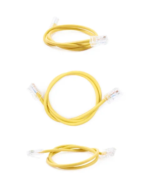 Folded yellow ethernet cable isolated — Stock Photo, Image