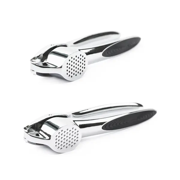 Metal garlic press utensil isolated — Stock Photo, Image