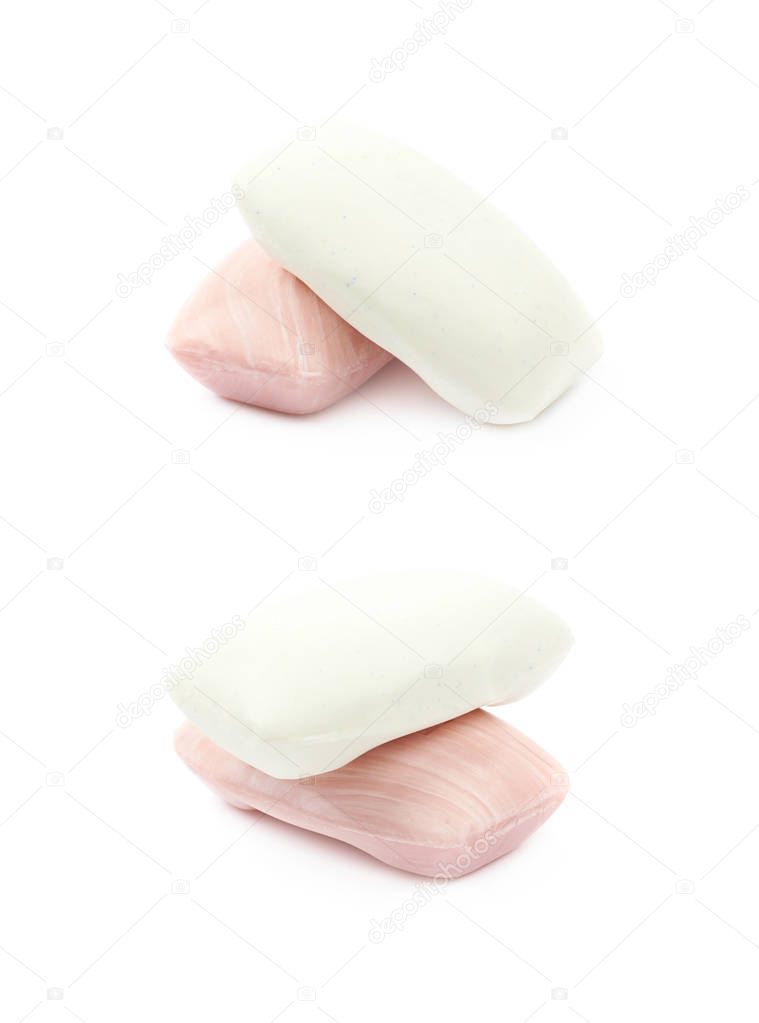 Two pieces of soap isolated