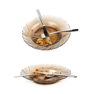 İzole kirli gıda plaka