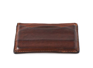 Deri kart sahibi cüzdan izole