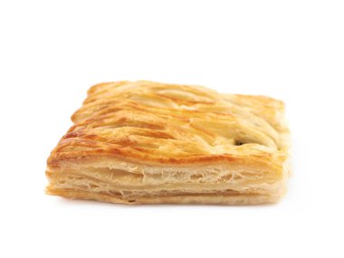 Ispanak ve peynirli çörek hamur işi izole