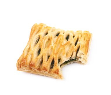 Ispanak ve peynirli çörek hamur işi izole