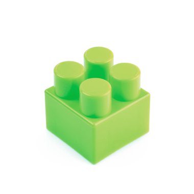 İzole tek oyuncak inşaat bloğu